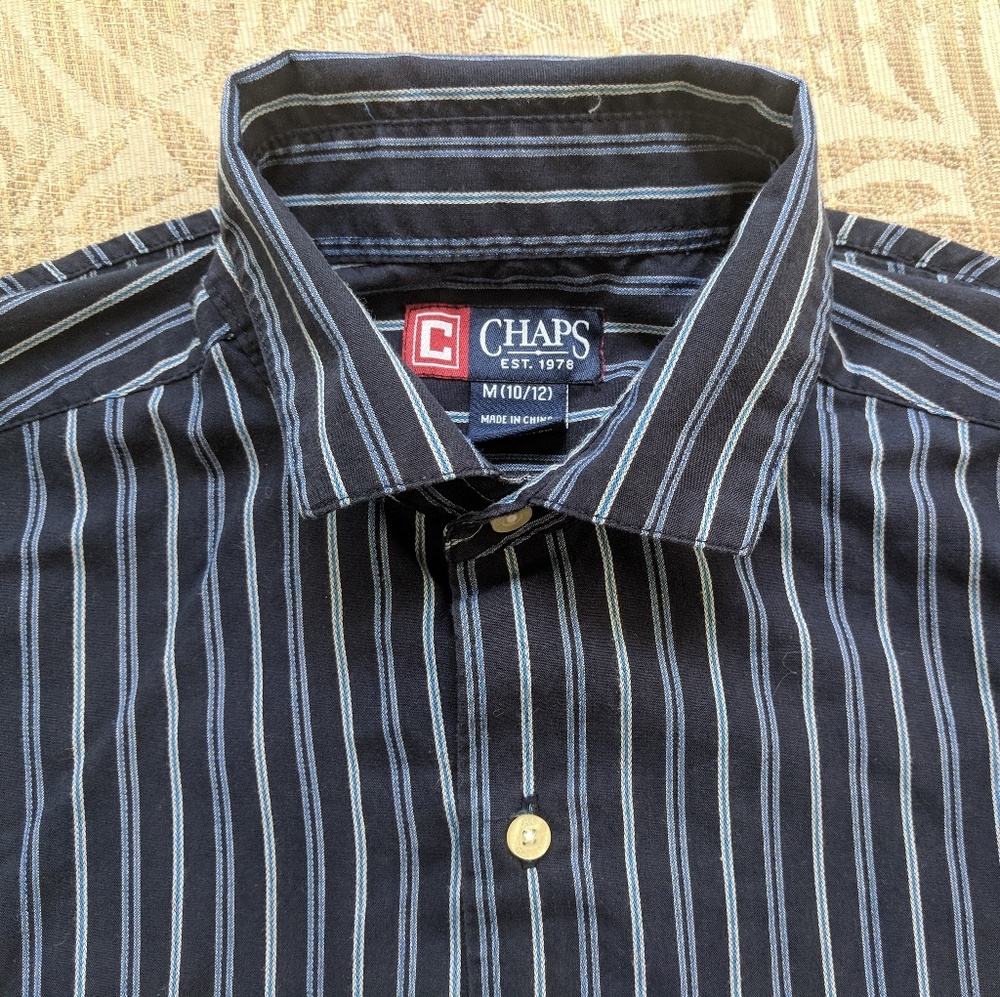 Navy striped Chaps button down shirt